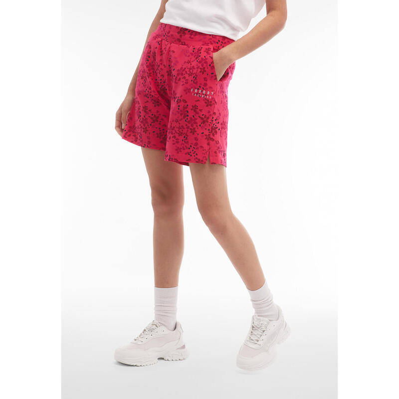 Pantaloncini donna in heavy jersey stampa floreale allover