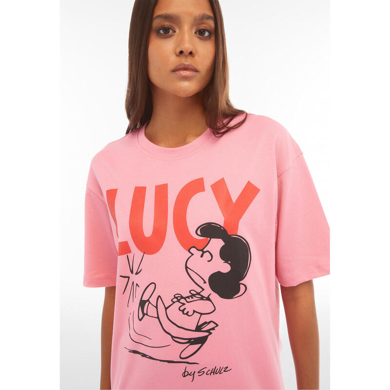 T-shirt donna oversize in jersey con grafica Peanuts