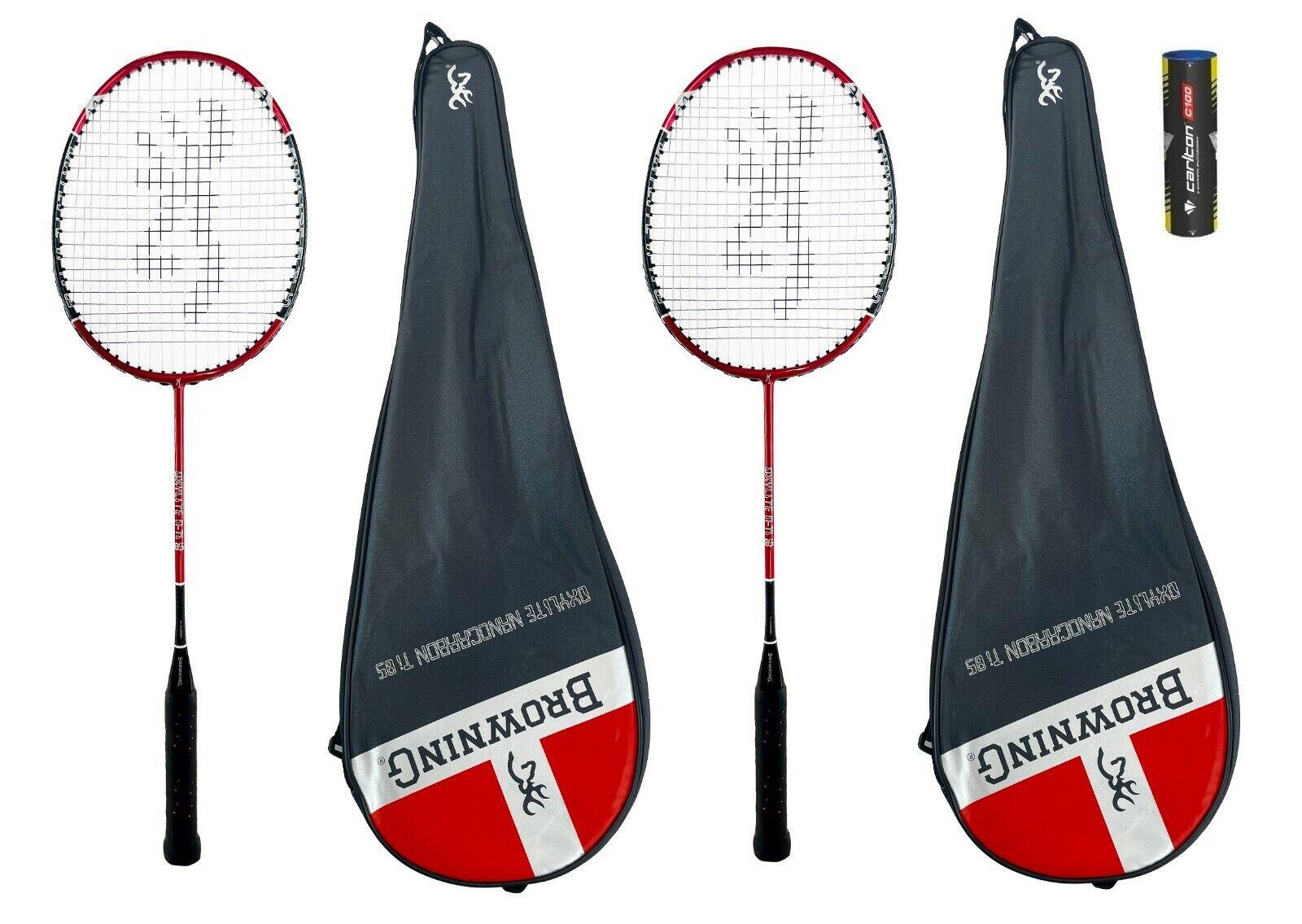 Browning Oxylite 85 Ti Nano Carbon Badminton Racket Twin Set & Shuttles 1/2