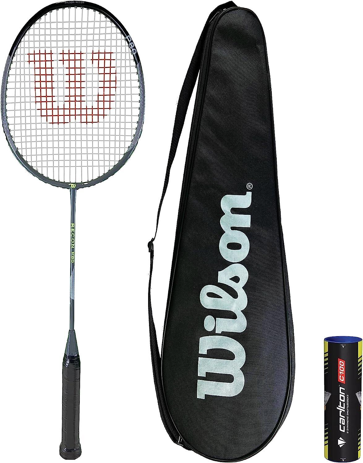 Wilson Recon P80 Badminton Racket, Carry Case & Shuttles 1/3