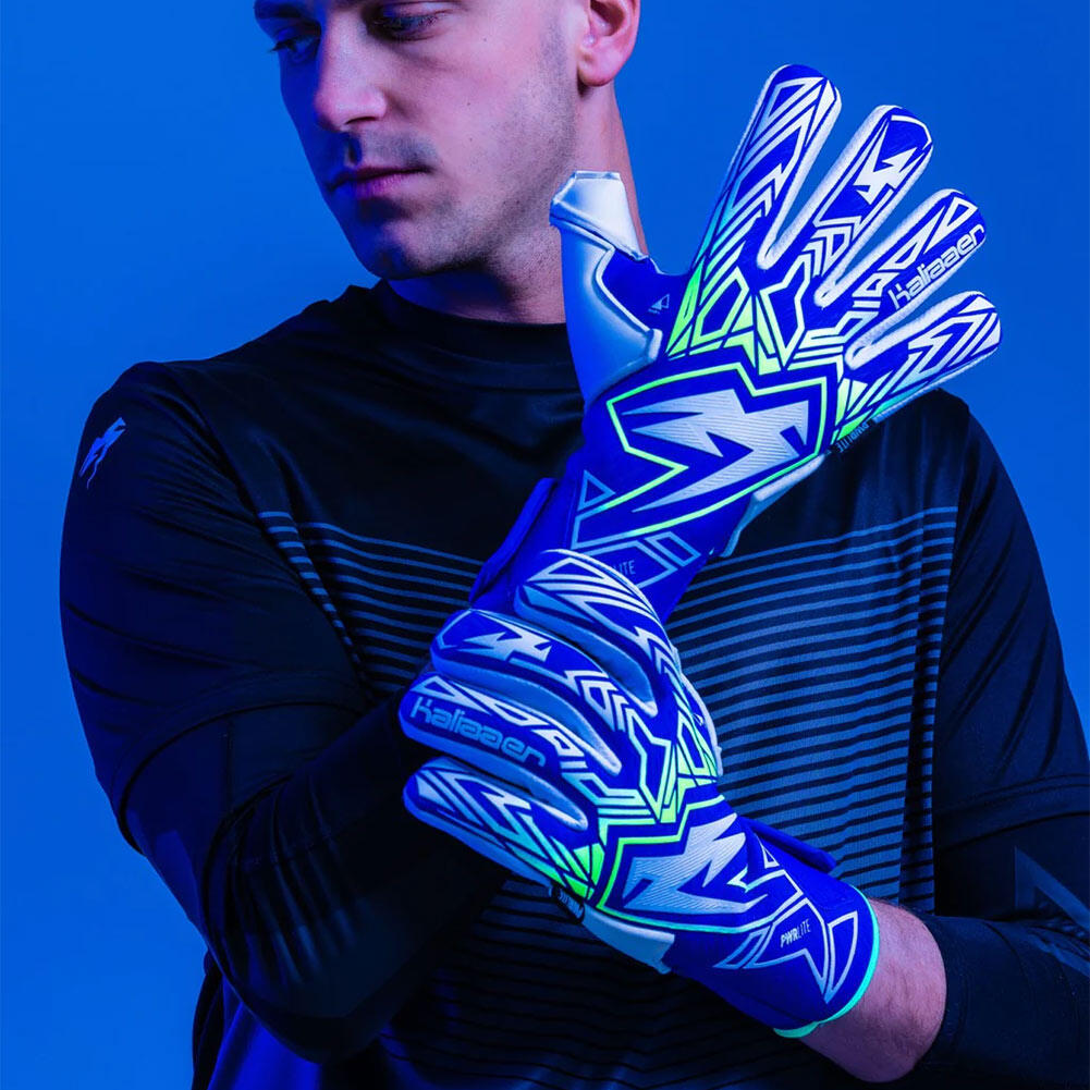 Kaliaaer PWRLITE FaderBlaze Azure Negative Junior Goalkeeper Gloves 3/4