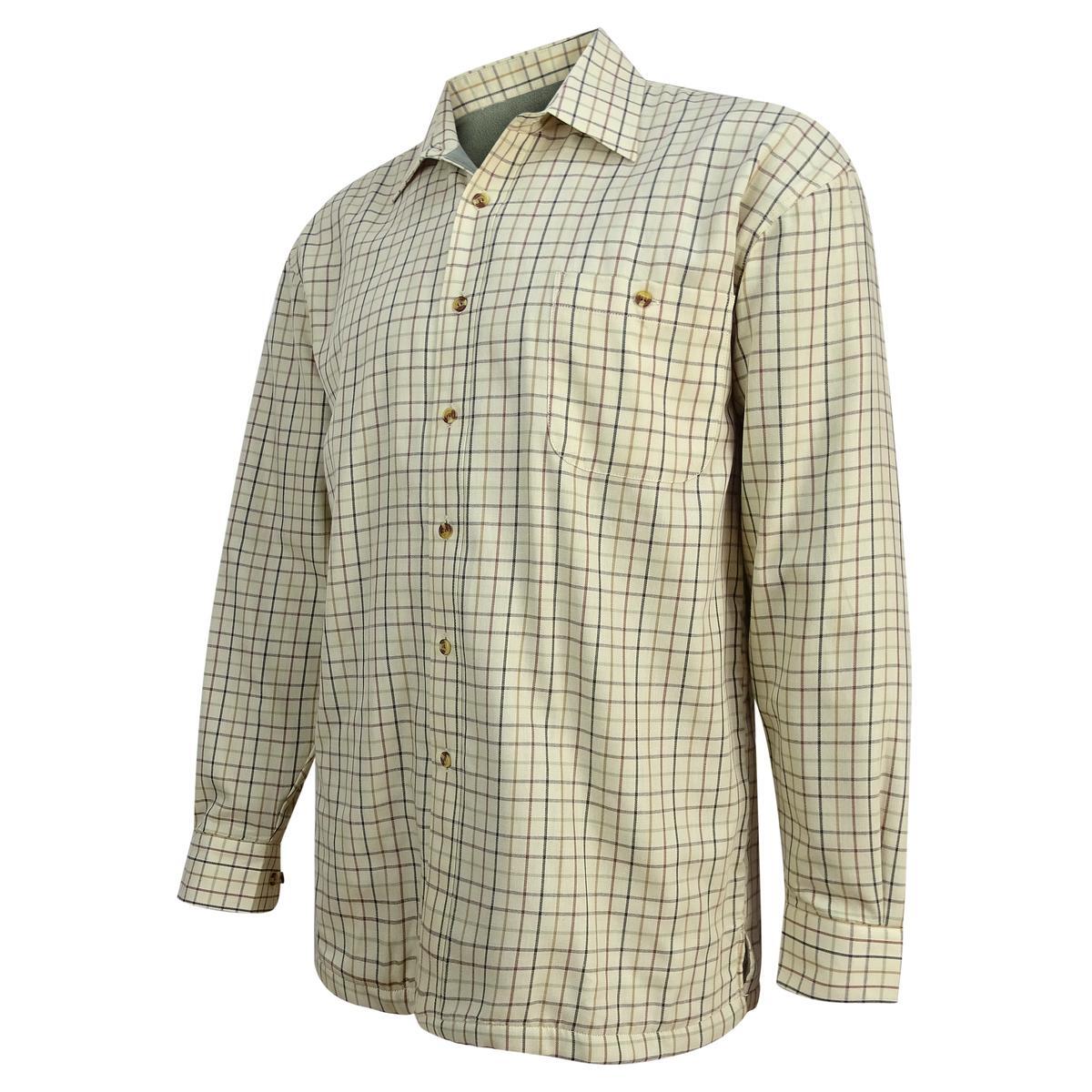 Hoggs of Fife Birch Fleece Lined Shirt Olive/Tan Small Green 1/4