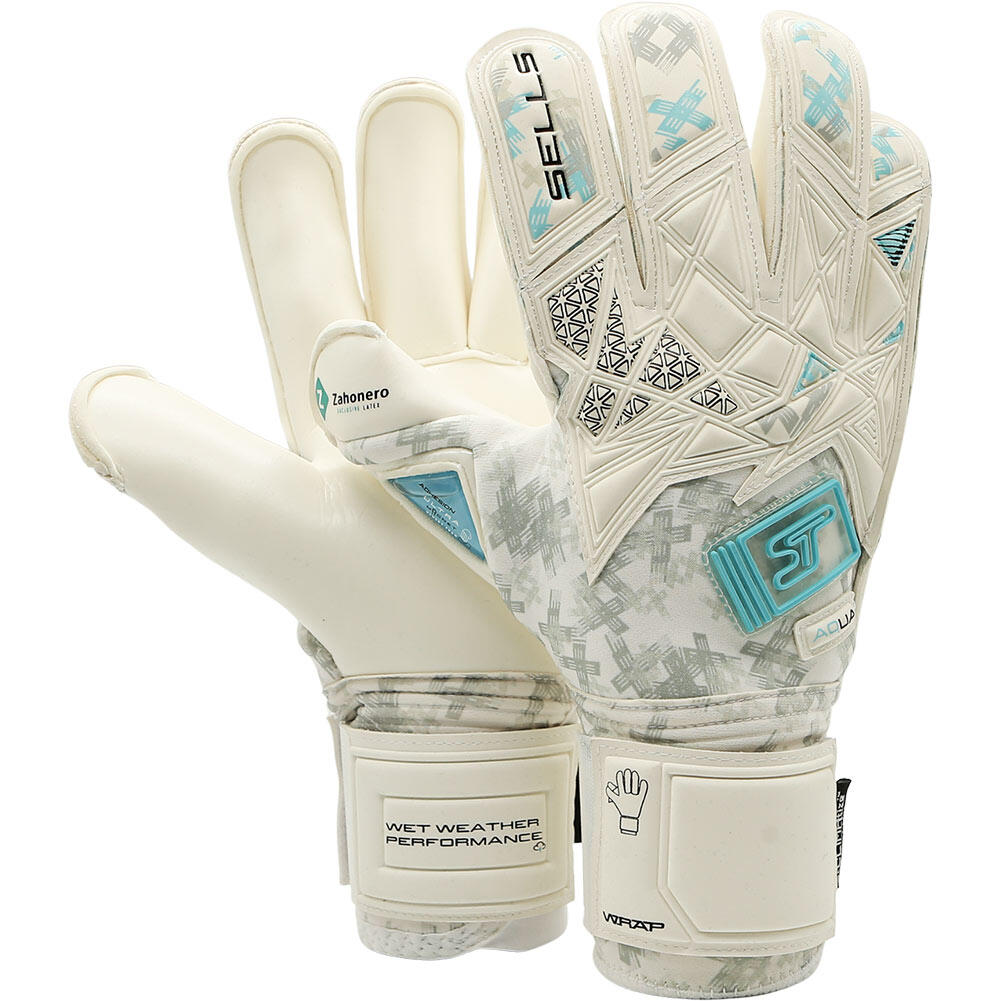 SELLS SELLS Wrap Aqua Prime Junior Goalkeeper Gloves