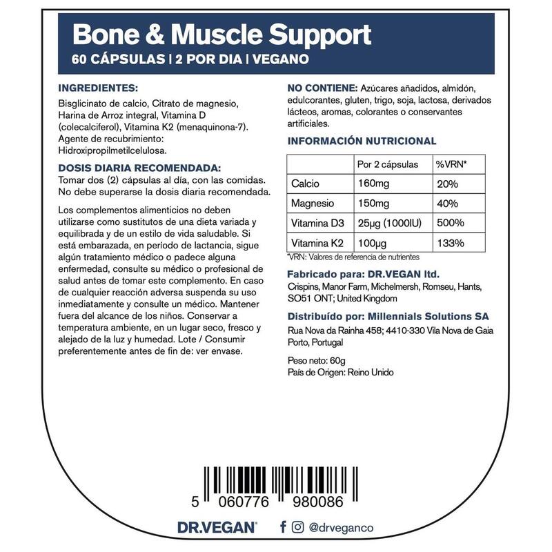 DR.VEGAN Bone & Muscle Support |Dos por día - 30 días de uso