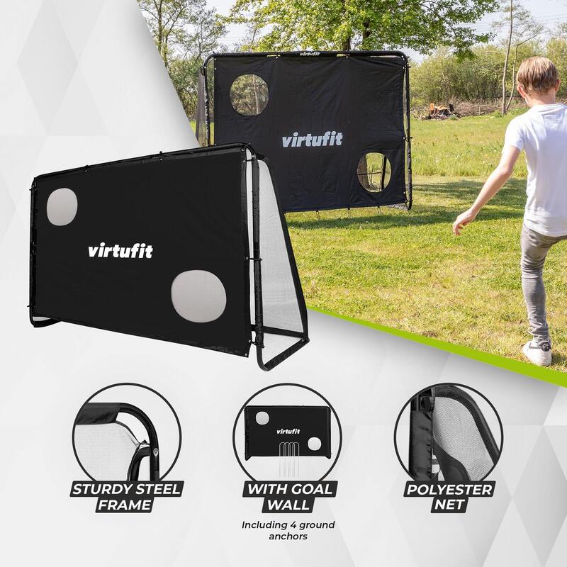 Poarta de fotbal VirtuFit Football Goal cu tinte de antrenament 170 x 110 cm