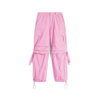 Pantaloni cargo da donna in tessuto popeline tinto capo