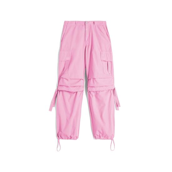 Pantaloni cargo da donna in tessuto popeline tinto capo