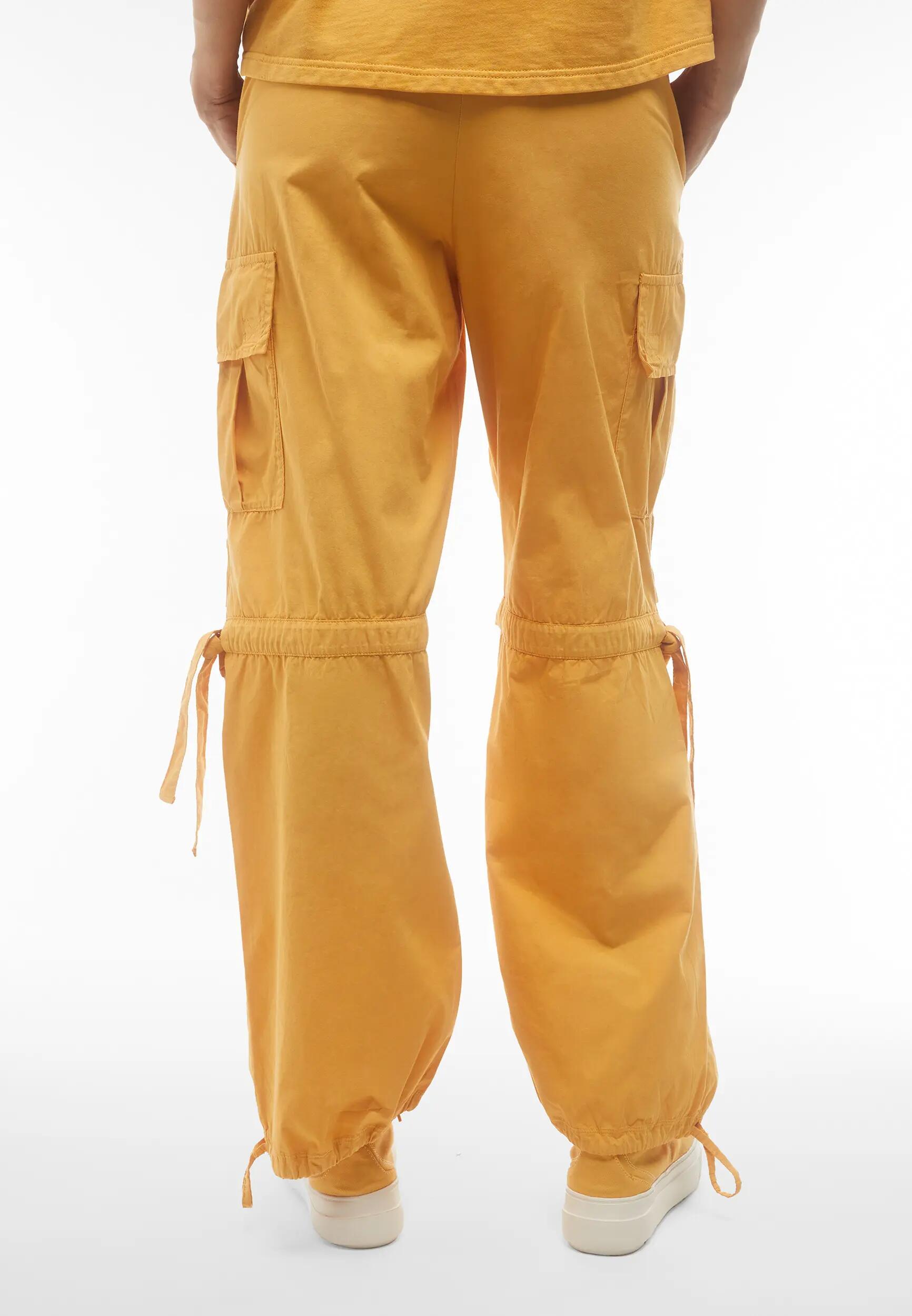 Pantaloni cargo da donna in tessuto popeline tinto capo 3/5
