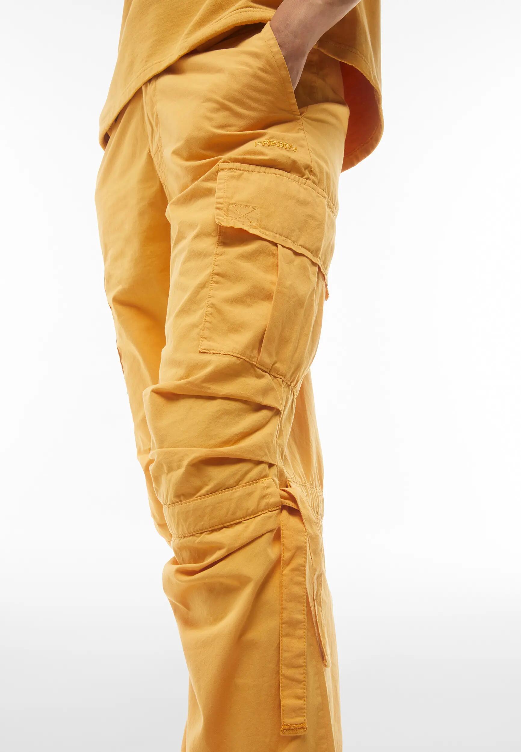 Pantaloni cargo da donna in tessuto popeline tinto capo 4/5