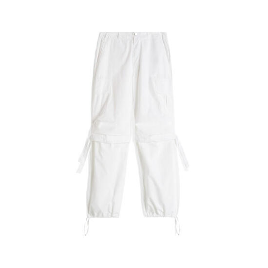 Pantaloni cargo da donna in tessuto popeline tinto capo