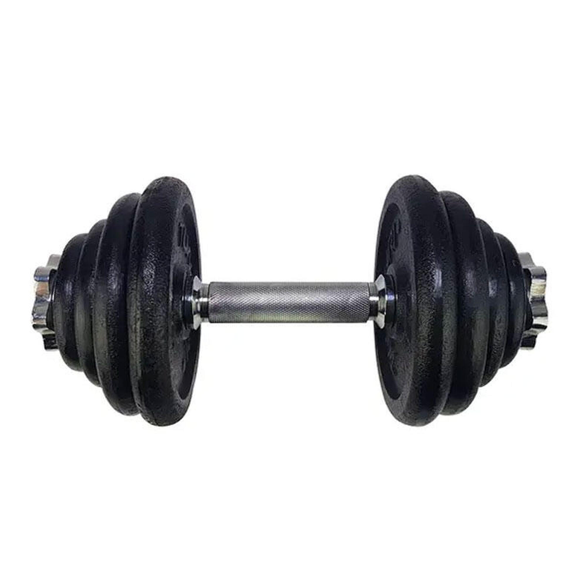 POWRX Set D'Haltères Réglables 20kg - Haltères à Vis Étoile - Revêtement Vinyle - Idéal Musculation à La Maison