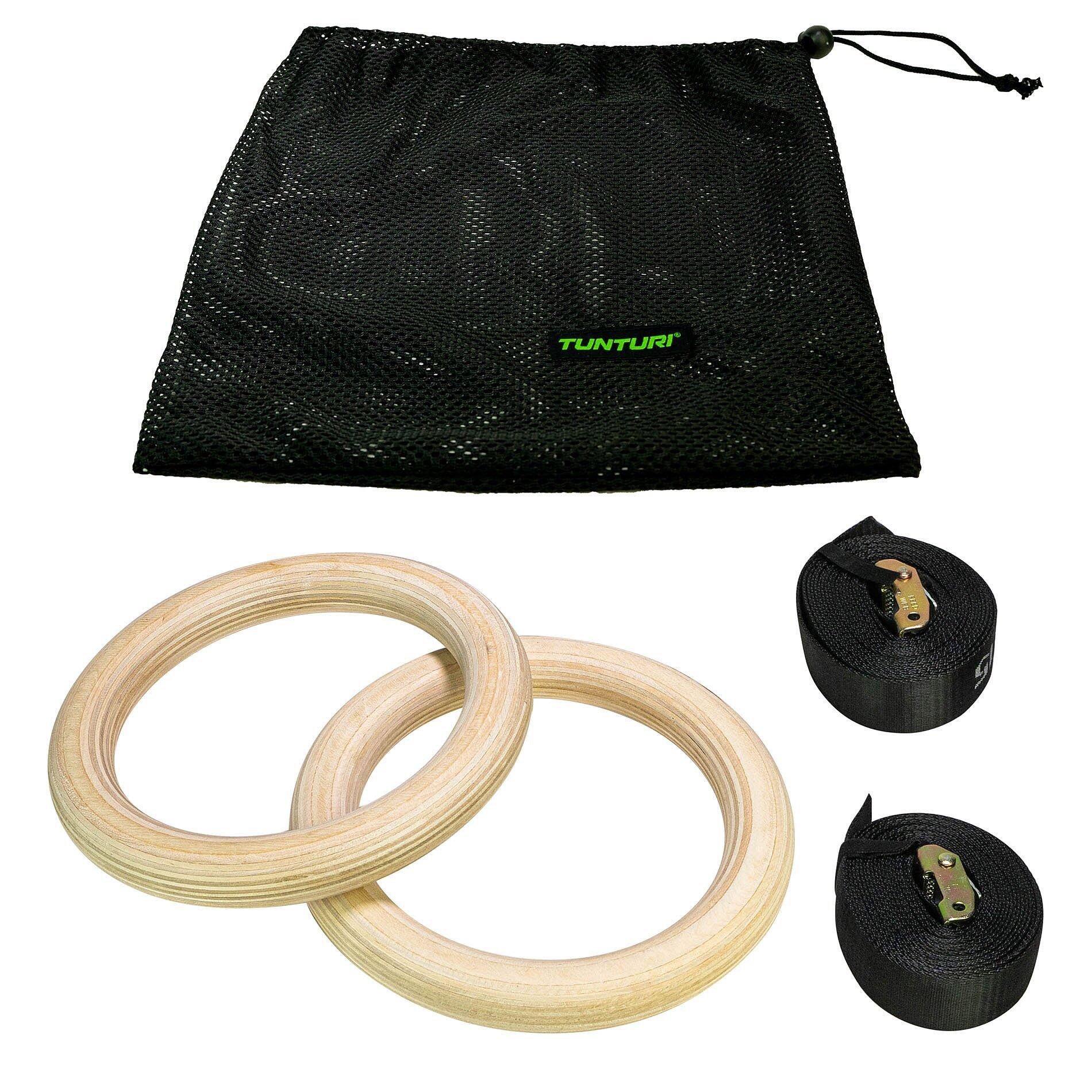 Tunturi Turnringe Gym Rings aus Holz Beige 2/7