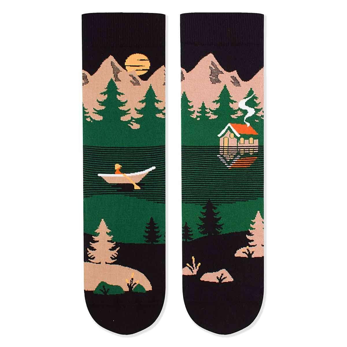 Sosete bumbac Arty Socks Peisaj Montan Verde, 39-42 EU