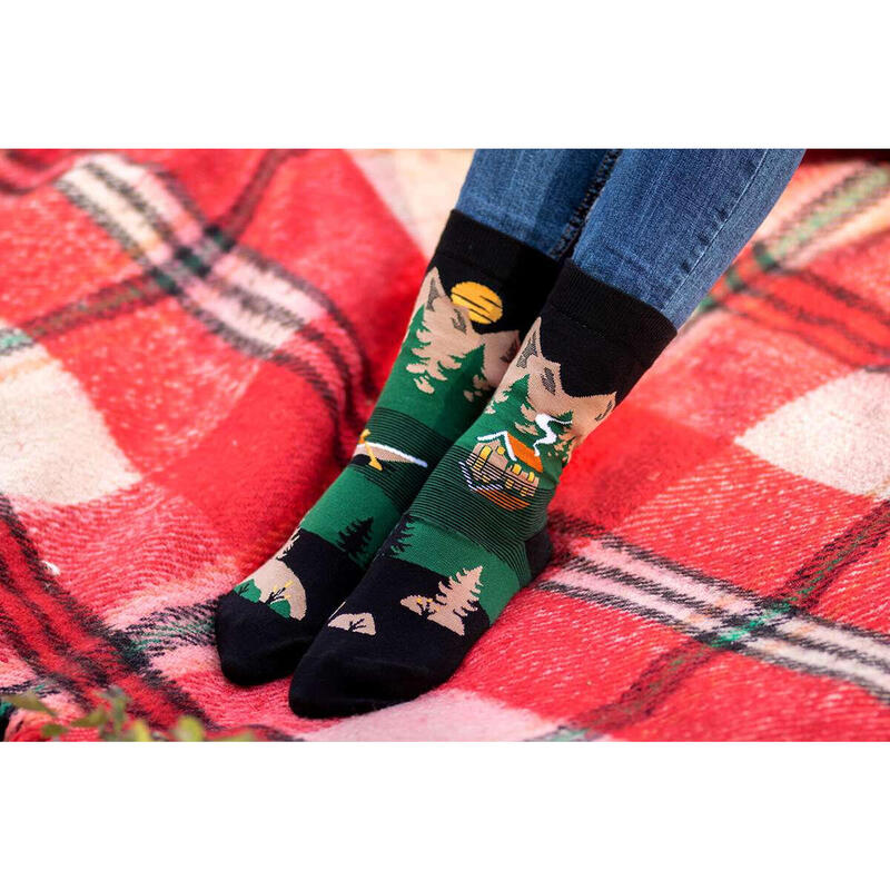 Sosete bumbac Arty Socks Peisaj Montan Verde, 43-46 EU