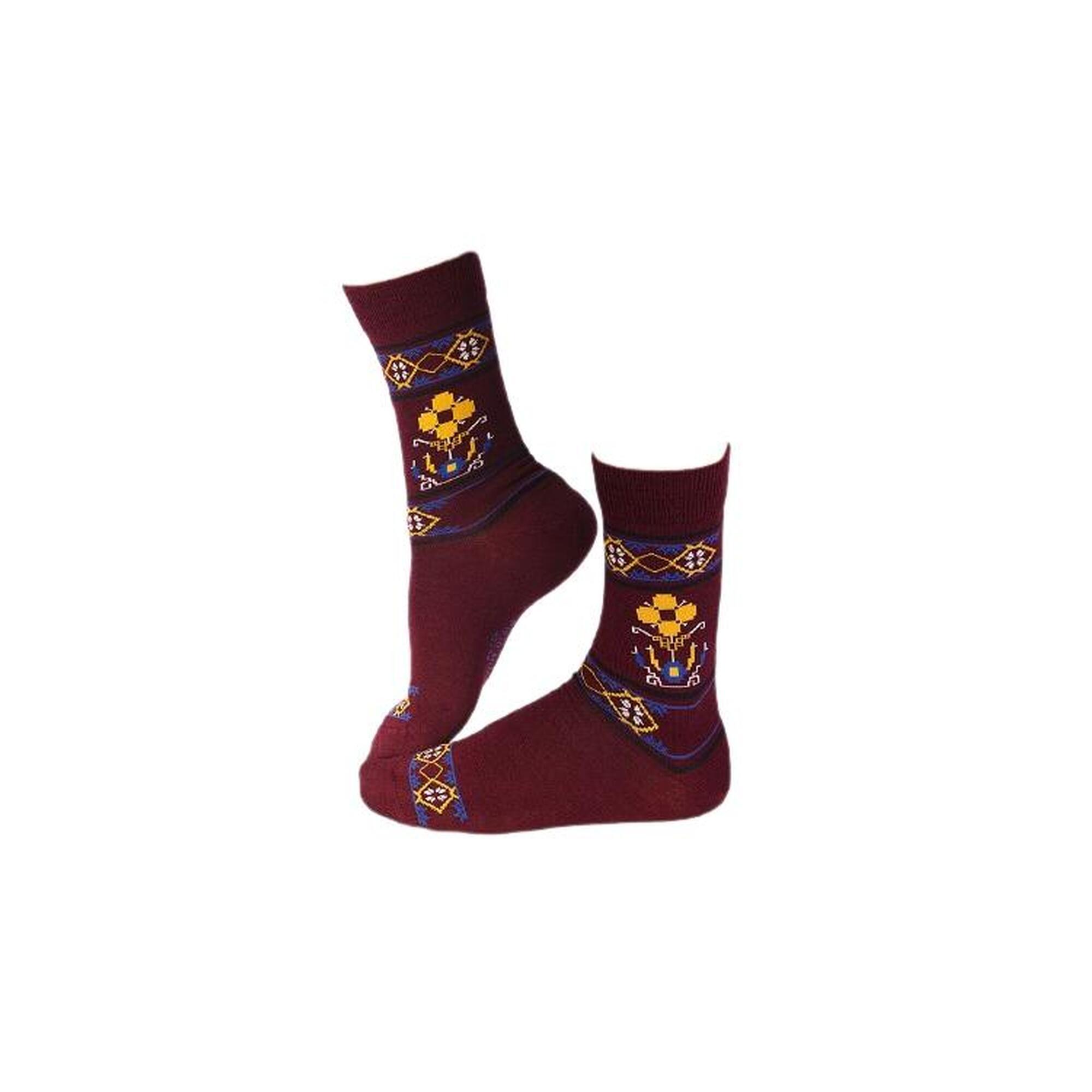 Sosete antibacteriene din lana merino Ethno Fine Bordeaux, 35-38 EU