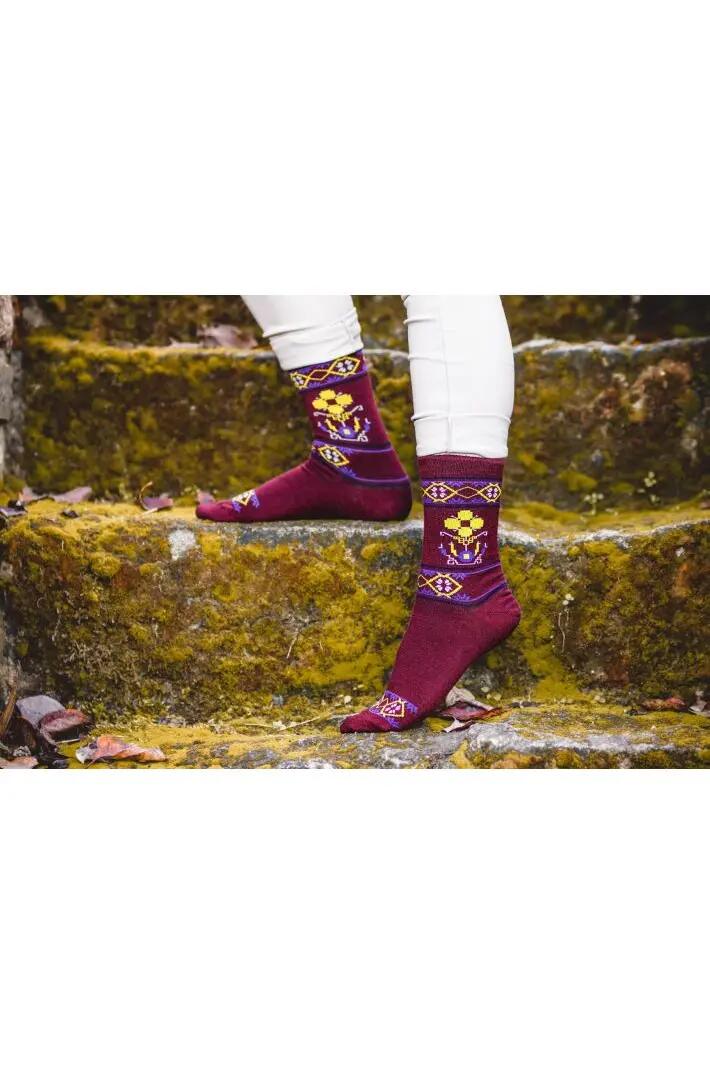 Sosete antibacteriene din lana merino Ethno Fine Bordeaux, 35-38 EU 3/6