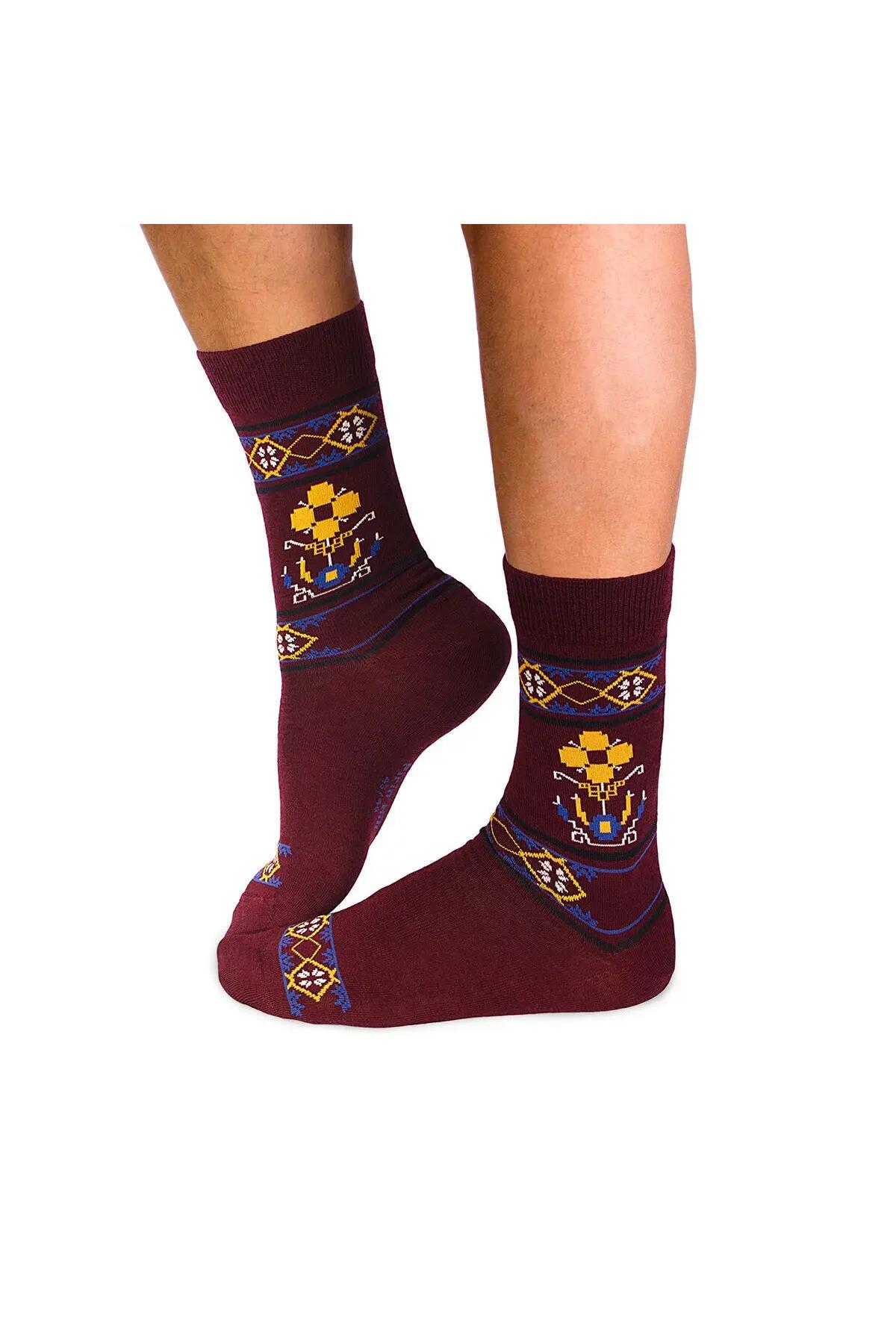Sosete antibacteriene din lana merino Ethno Fine Bordeaux, 35-38 EU 2/6