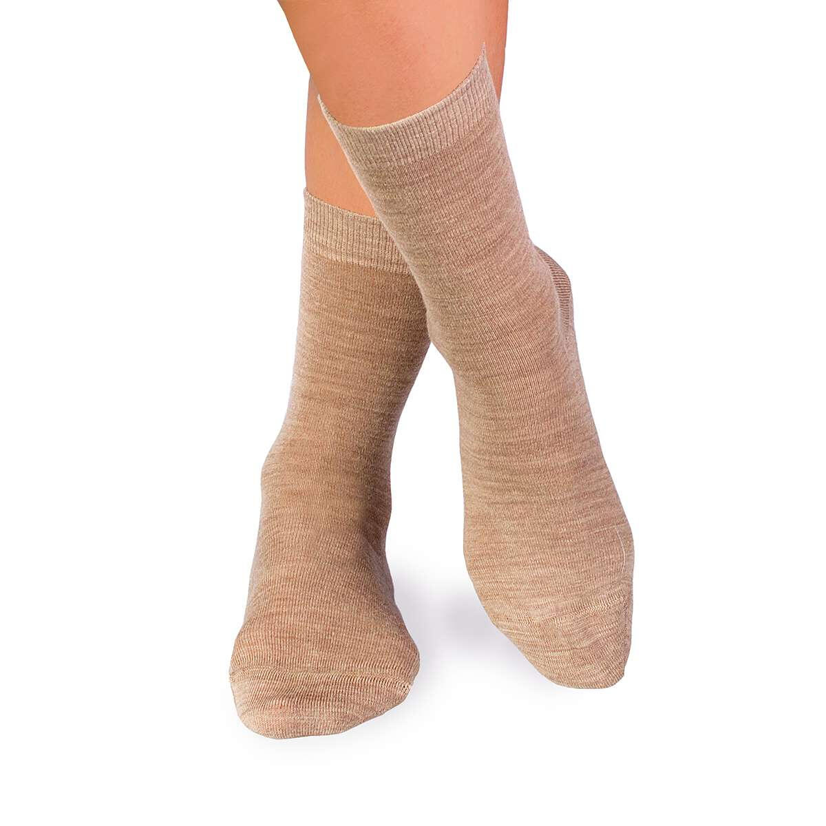 Sosete antibacteriene din lana merino Fine Bej, 35-38 EU