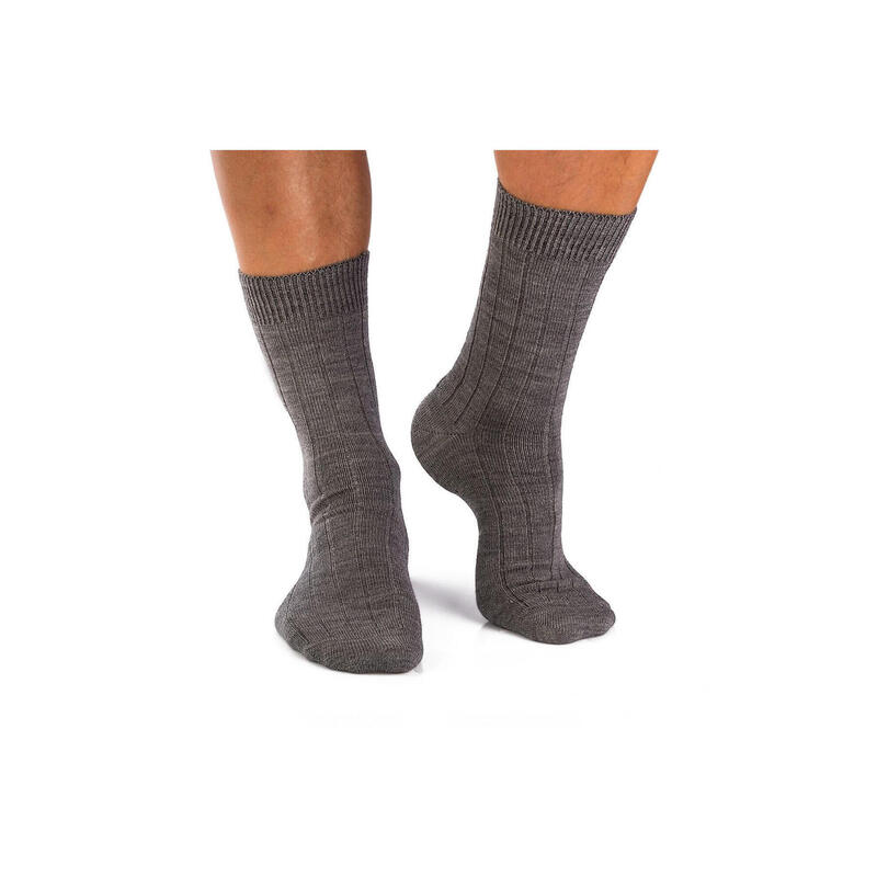 Sosete antibacteriene din lana merino Warm Ribs Grey, 39-42 EU