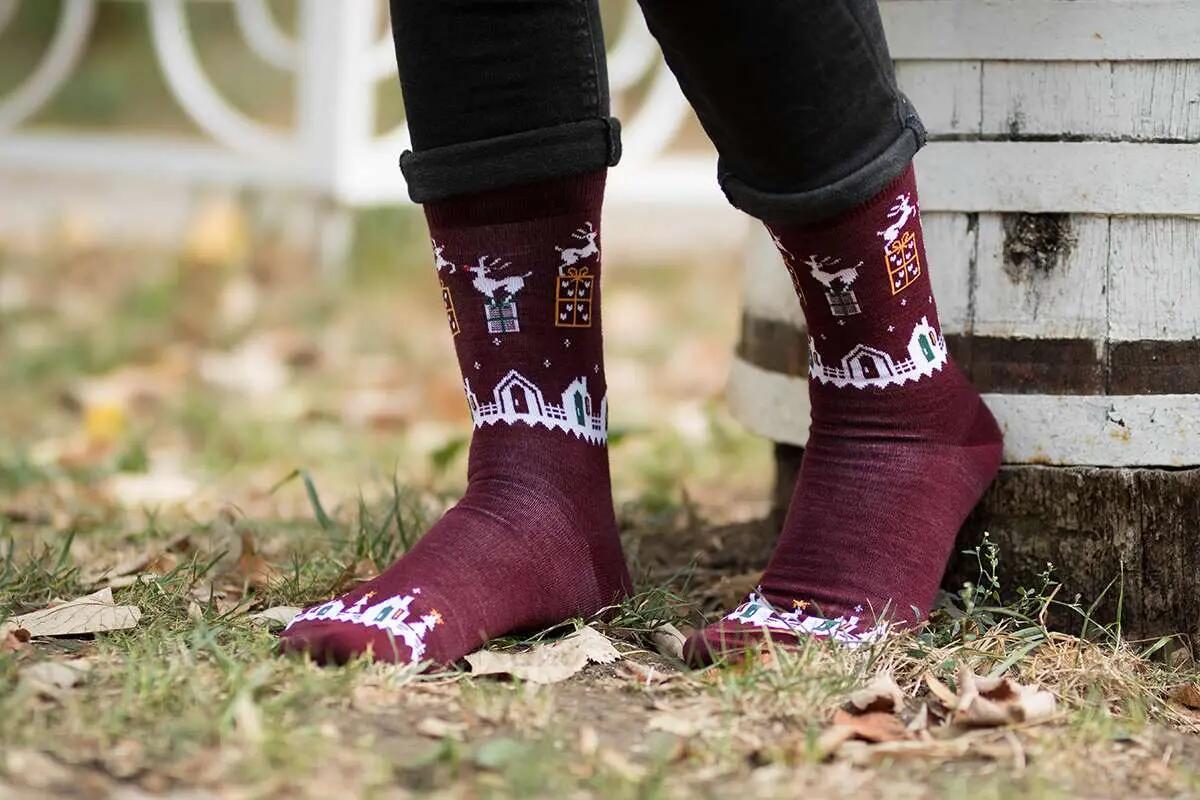 Sosete calduroase din lana merino Presents Bordeaux, 43-46 EU 5/5