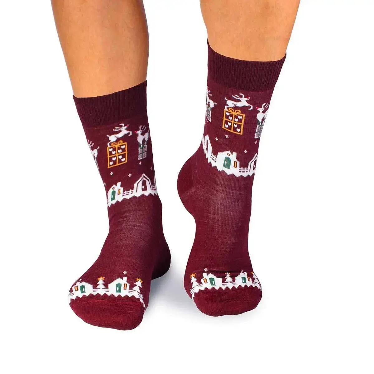 Sosete calduroase din lana merino Presents Bordeaux, 43-46 EU 4/5
