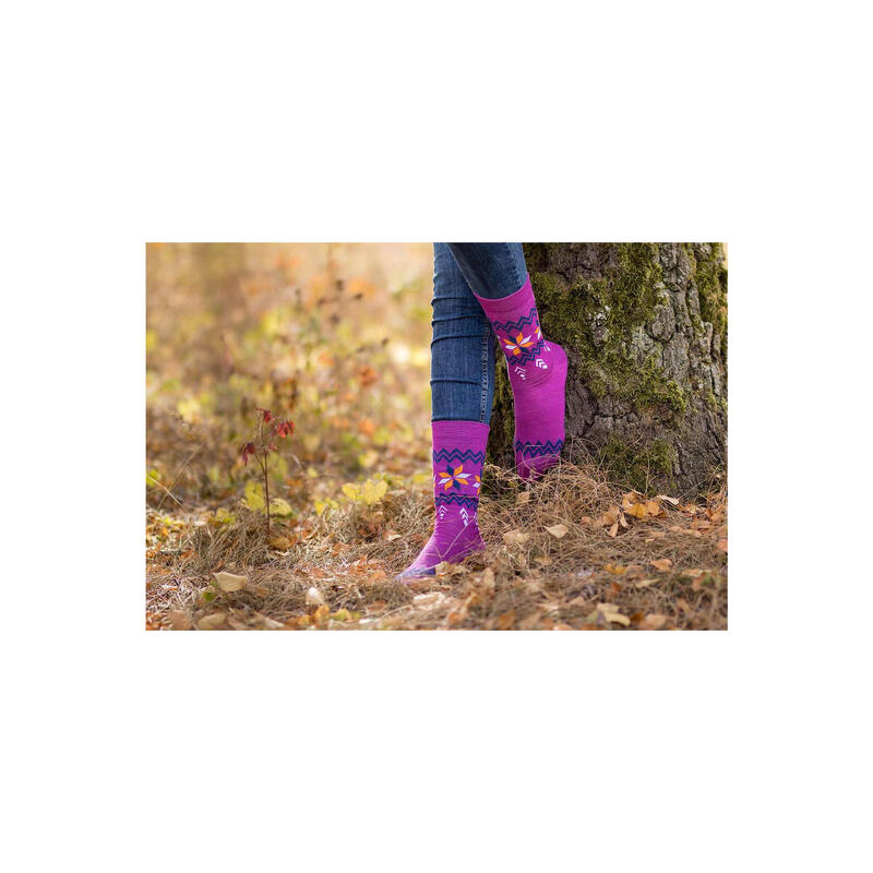 Sosete antibacteriene din lana merino Snow Fucsia, 39-42 EU
