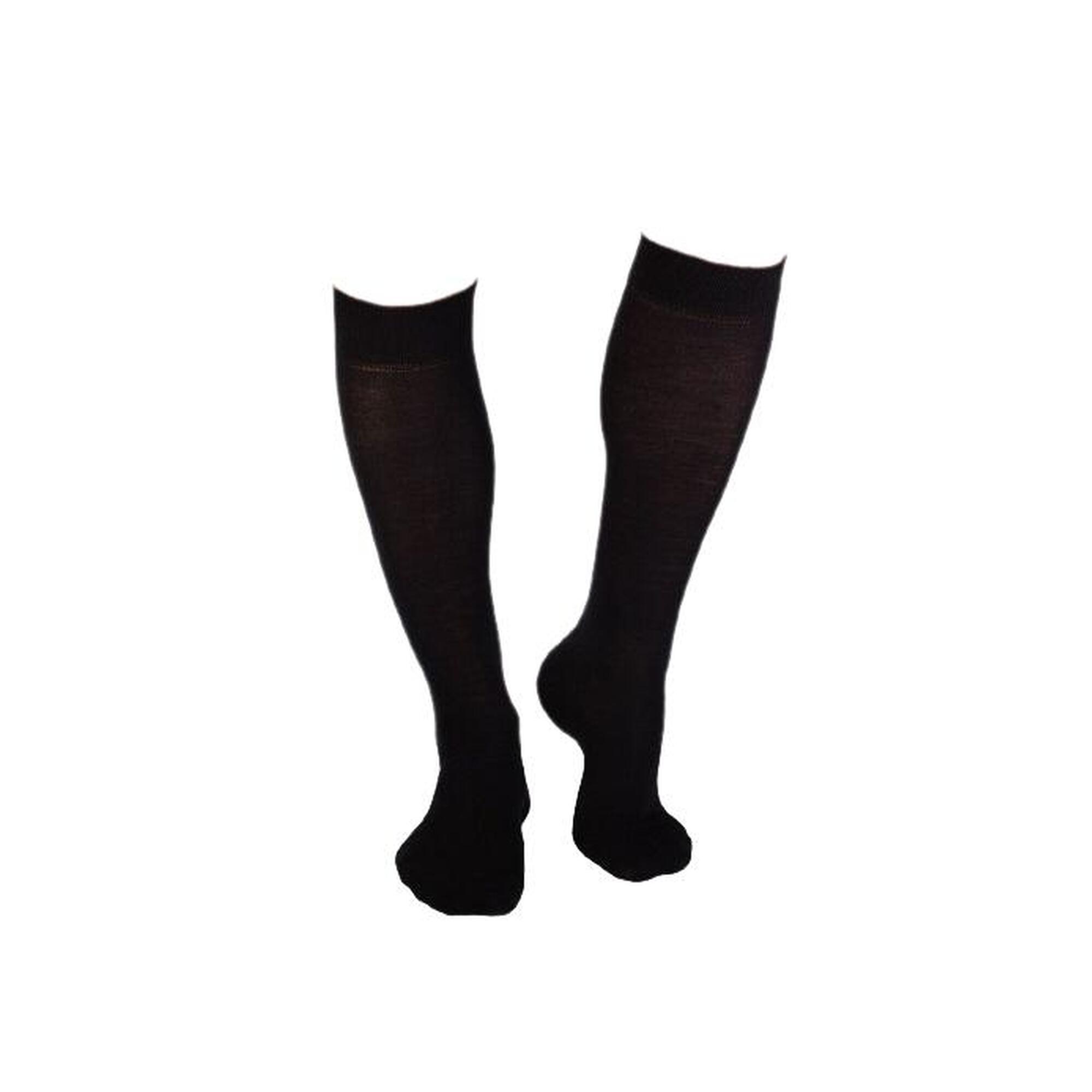 Sosete antibacteriene lungi 3/4 din lana merino Fine Black, 35-38 EU