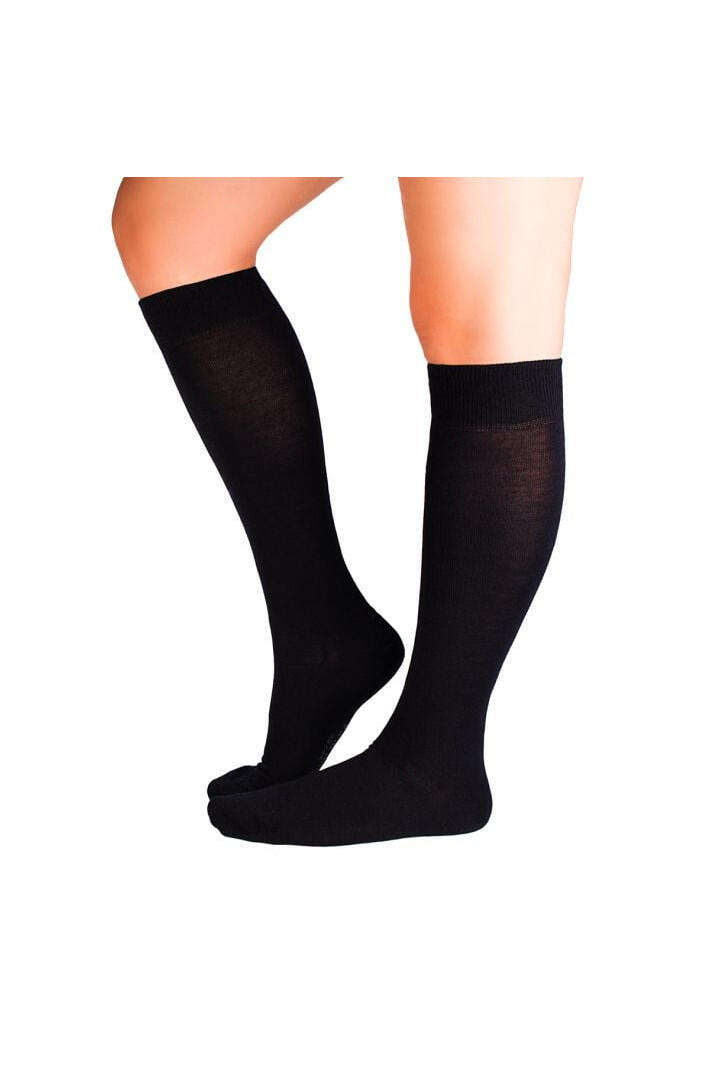 Chaussettes fines longues 3/4 en laine noir 2/5