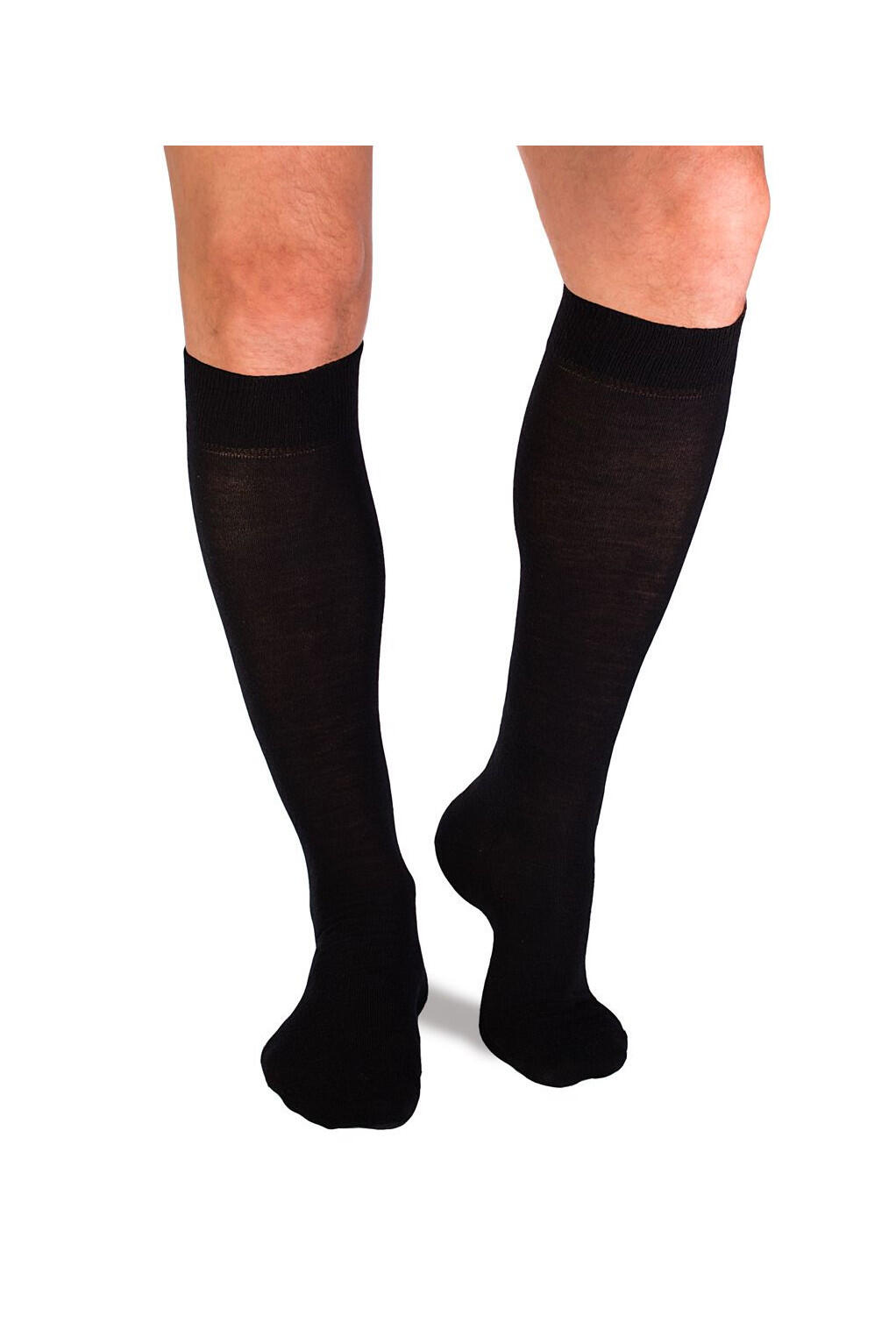Chaussettes fines longues 3/4 en laine noir 4/5