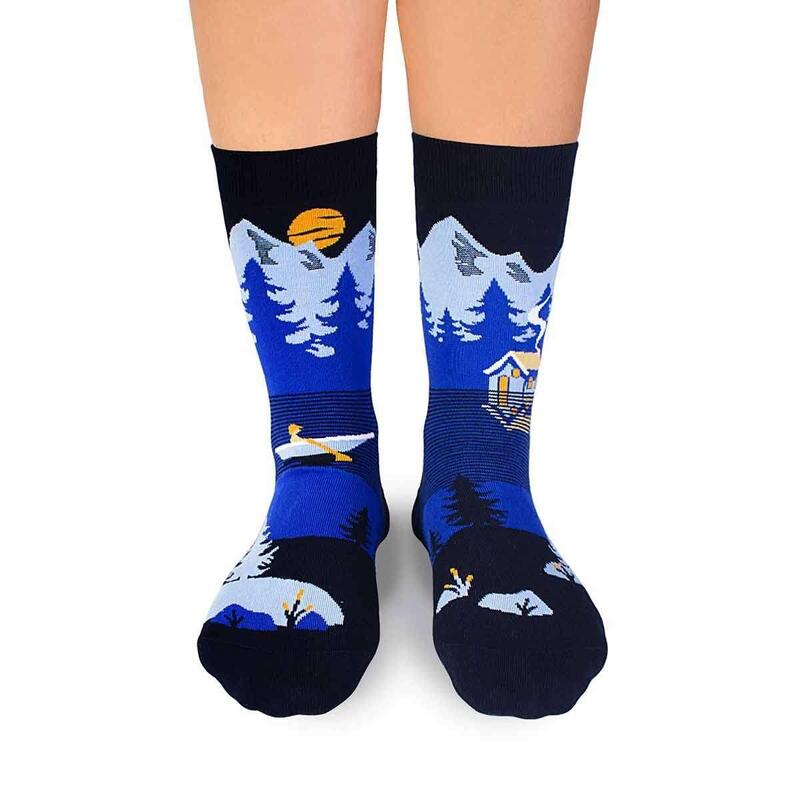 Sosete bumbac Arty Socks Peisaj Montan Albastru, 43-46 EU