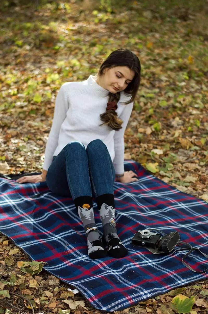 Sosete bumbac Arty Socks Peisaj Montan Gri, 43-46 EU 4/5