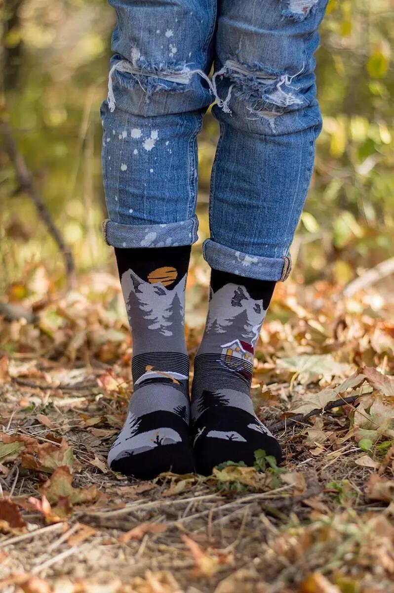 Sosete bumbac Arty Socks Peisaj Montan Gri, 43-46 EU 5/5