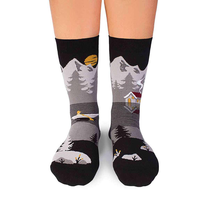 Sosete bumbac Arty Socks Peisaj Montan Gri, 43-46 EU