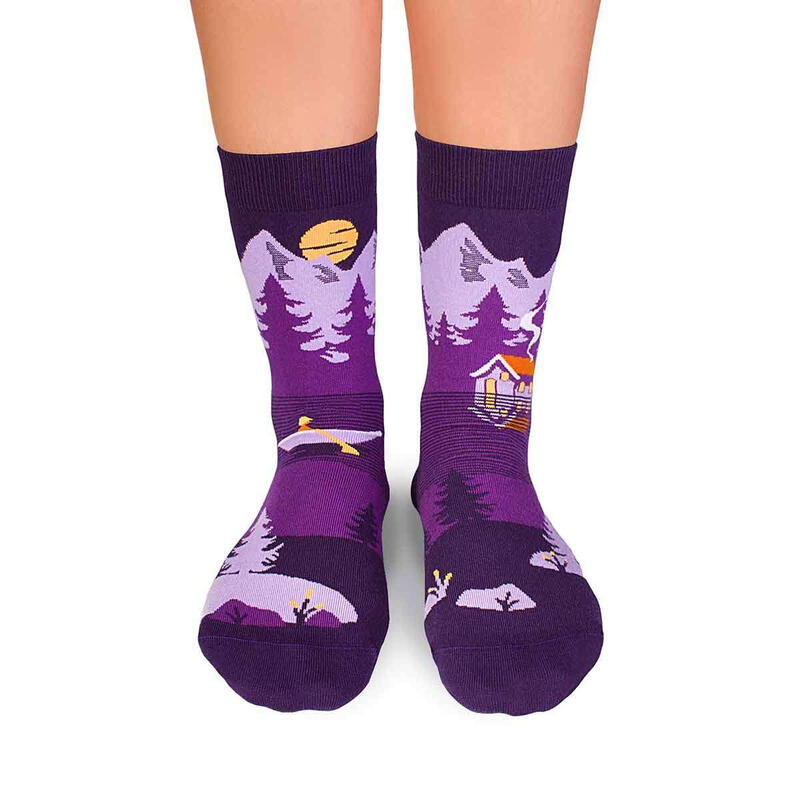 Sosete bumbac Arty Socks Peisaj Montan Violet, 35-38 EU