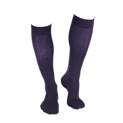 Chaussettes fines longues 3/4 en laine bleu foncé 7/7