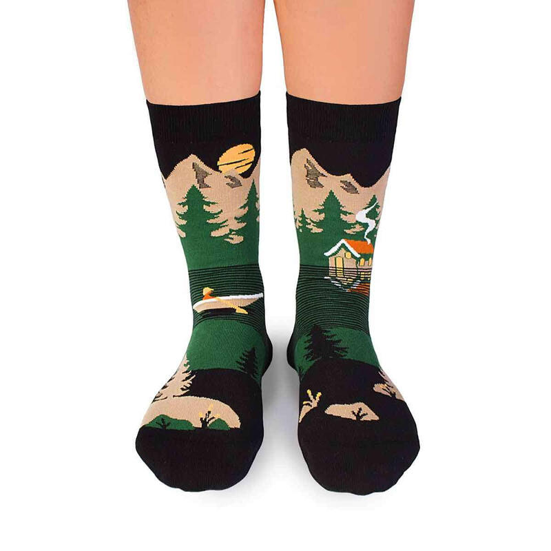 Sosete bumbac Arty Socks Peisaj Montan Verde, 43-46 EU