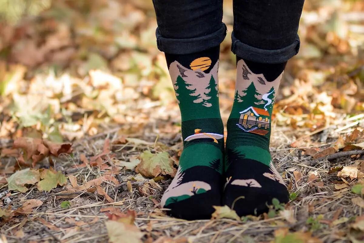 Sosete bumbac Arty Socks Peisaj Montan Verde, 43-46 EU 3/4