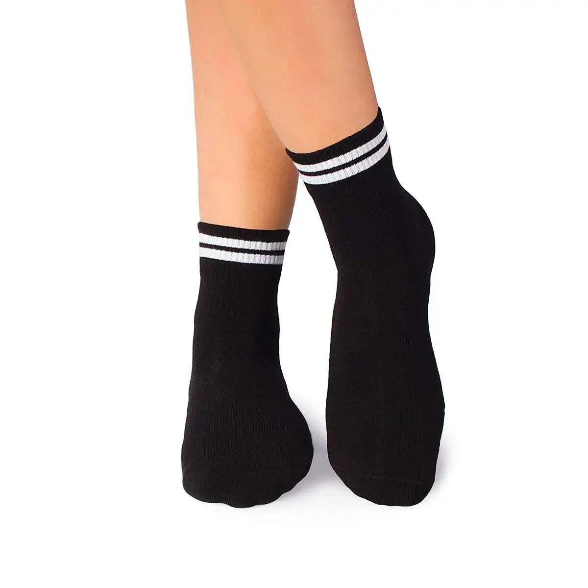 Sosete bumbac organic negre cu 2 dungi albe Active Day, 43-46 EU 2/2