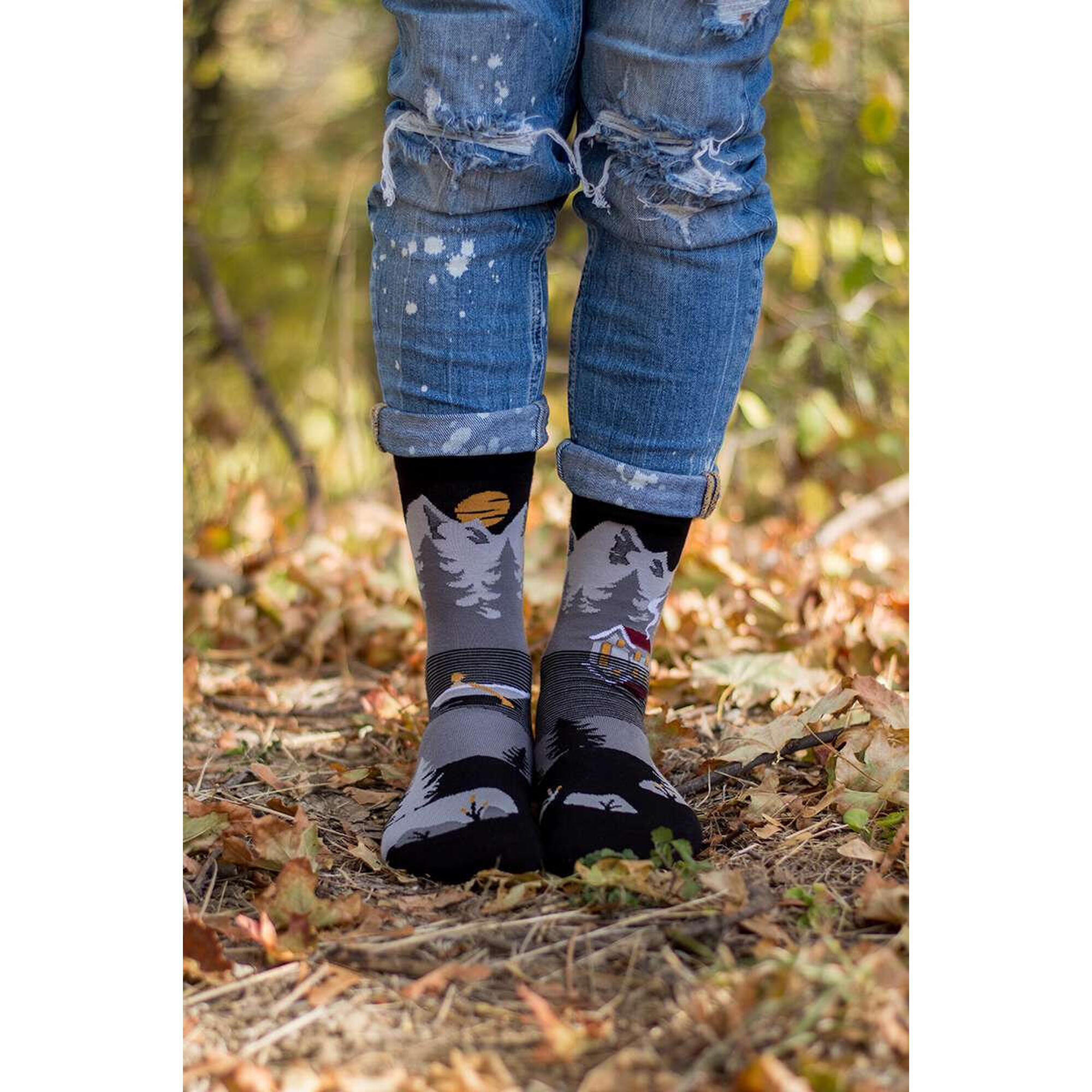 Sosete bumbac Arty Socks Peisaj Montan Gri, 39-42 EU