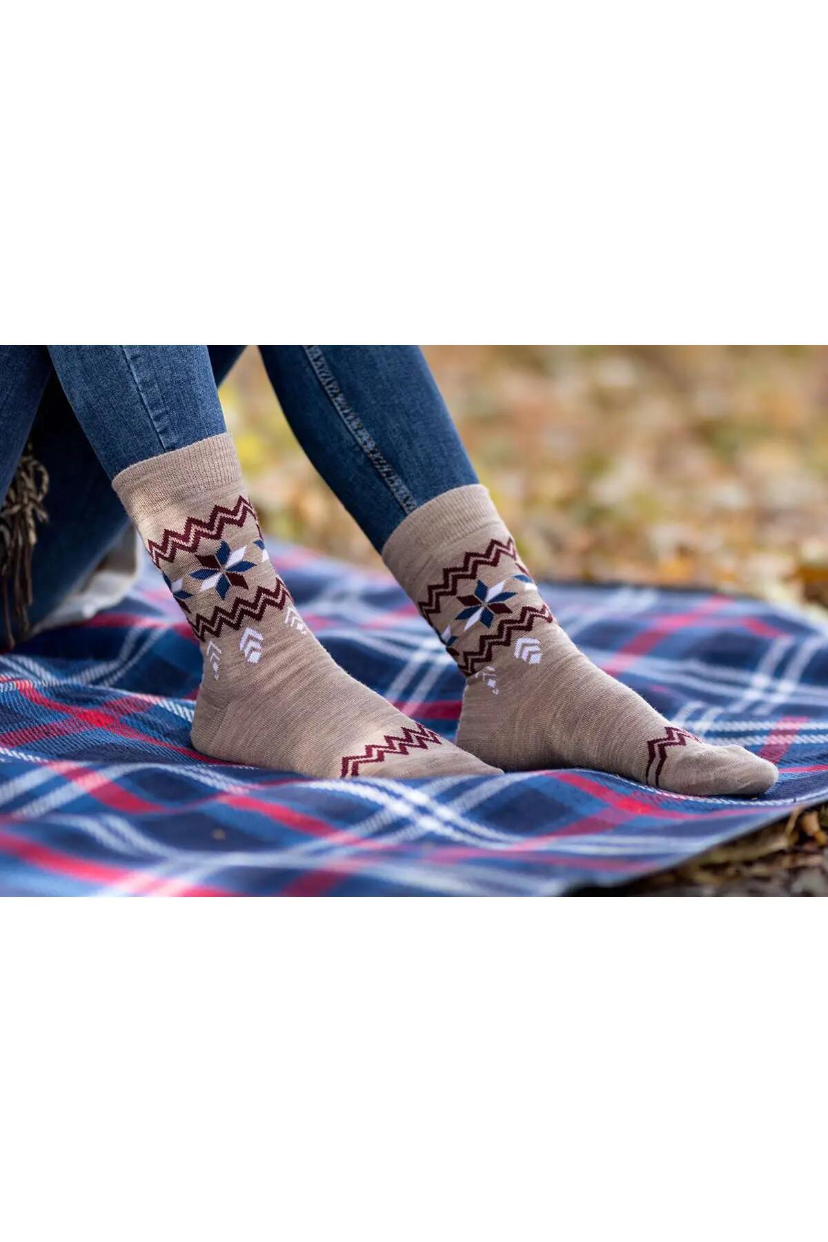 Sosete antibacteriene din lana merino Snow Bej, 39-42 EU 2/4