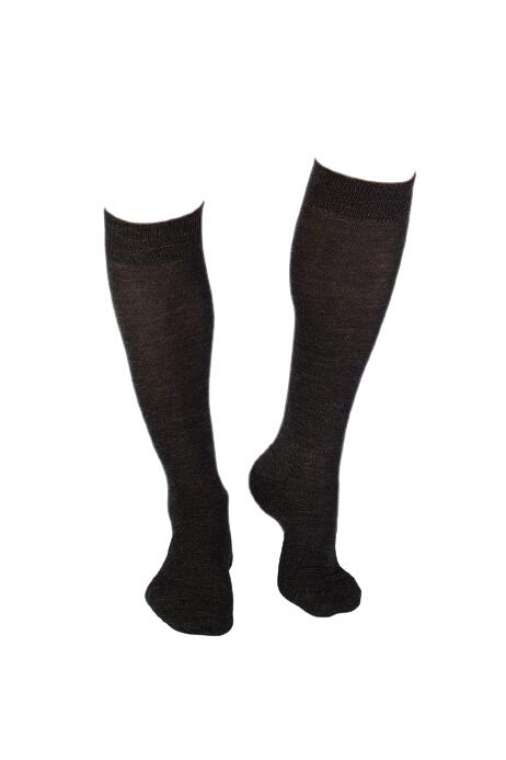 Chaussettes fines longues 3/4 en laine anthracite 6/6