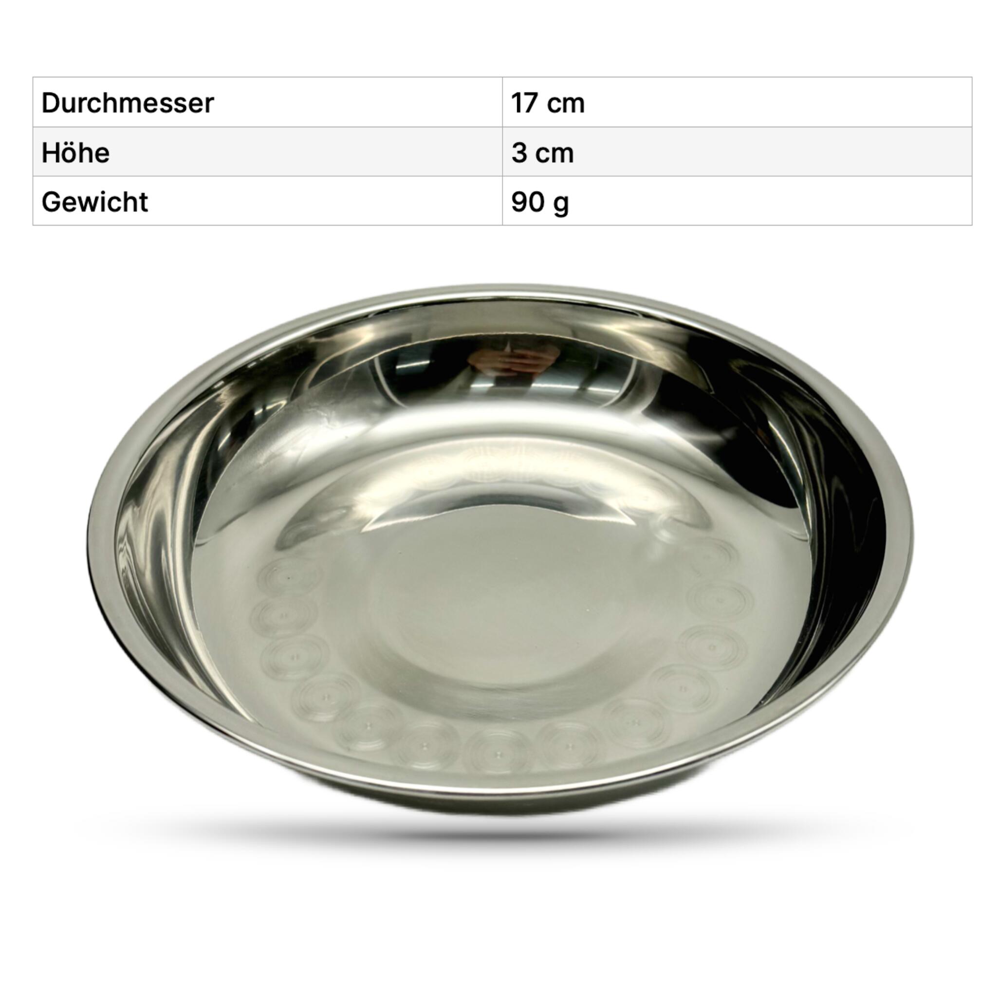 Edelstahl Teller 2 Pack 17 cm D für Suppen, Speisen und Salate 90 g 4/5