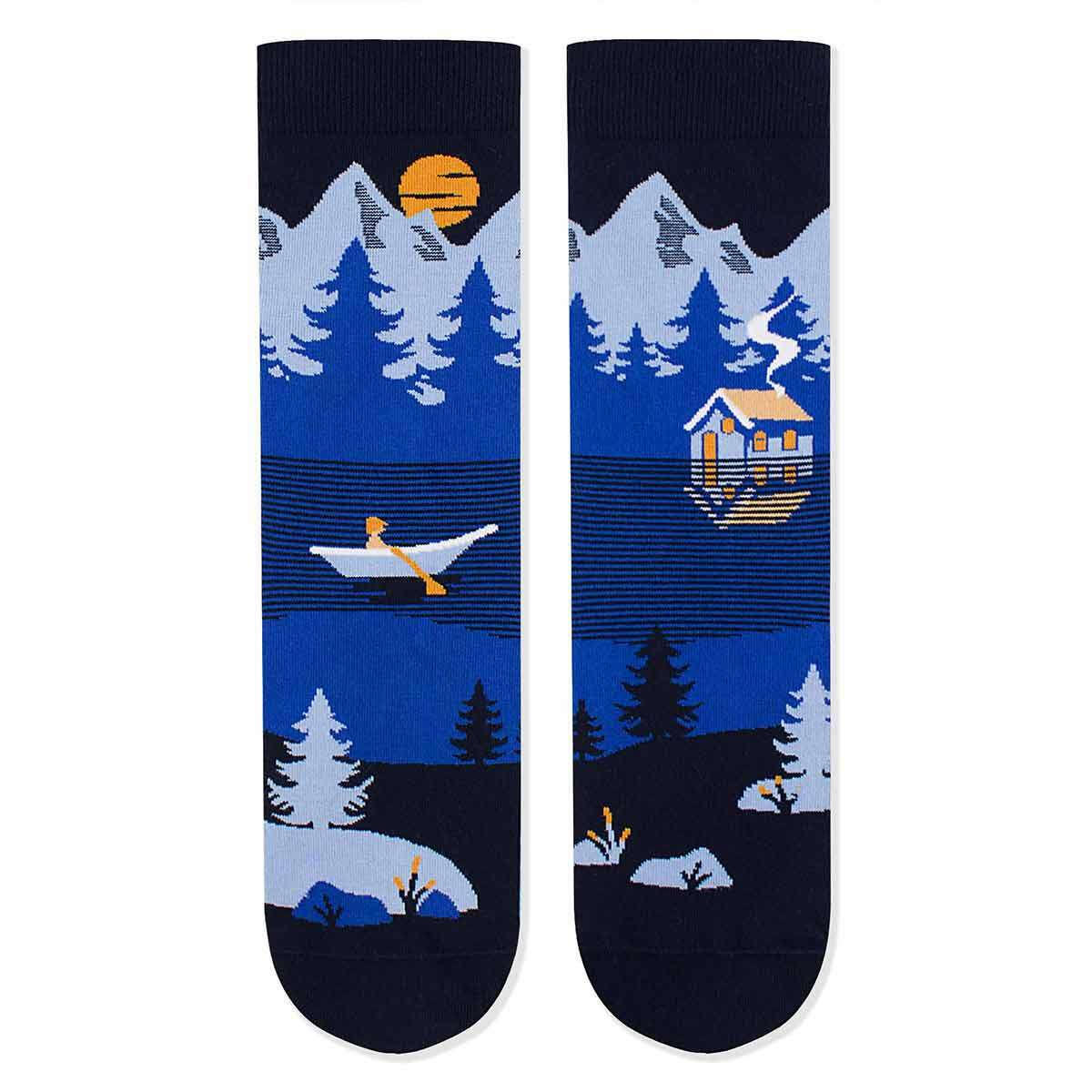 Sosete bumbac Arty Socks Peisaj Montan Albastru, 35-38 EU