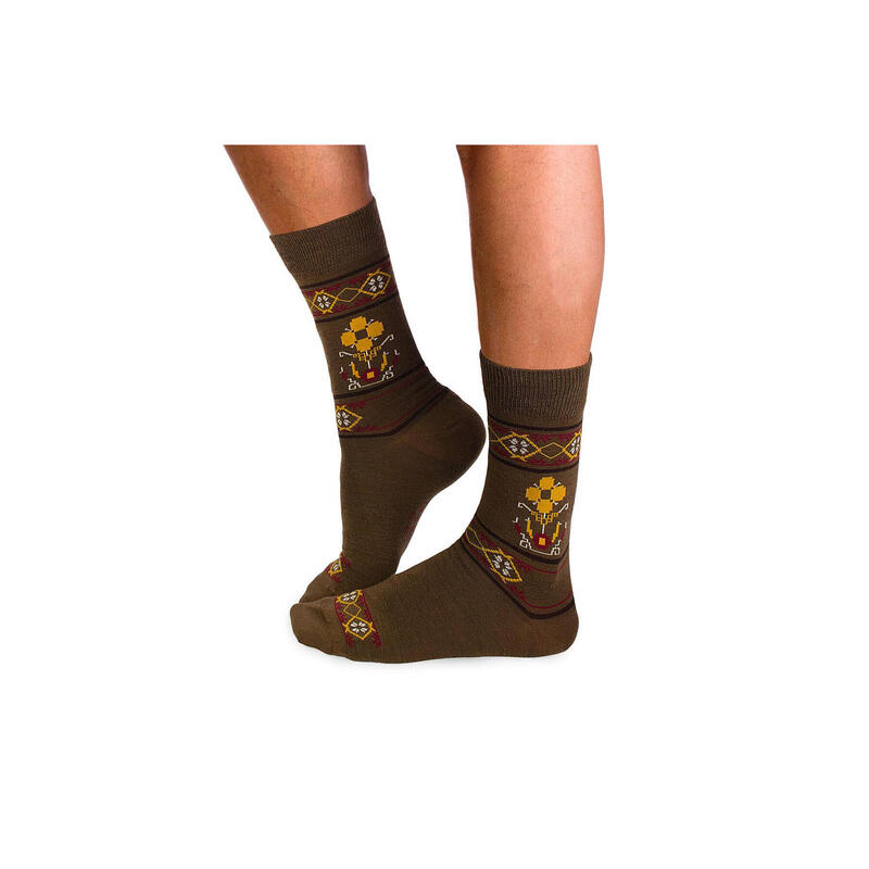 Sosete antibacteriene din lana merino Ethno Fine Light Brown, 43-46 EU