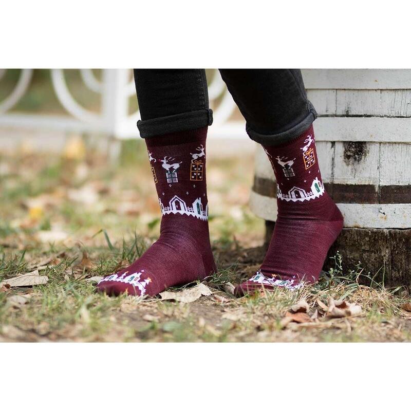 Sosete calduroase din lana merino Presents Bordeaux, 39-42 EU
