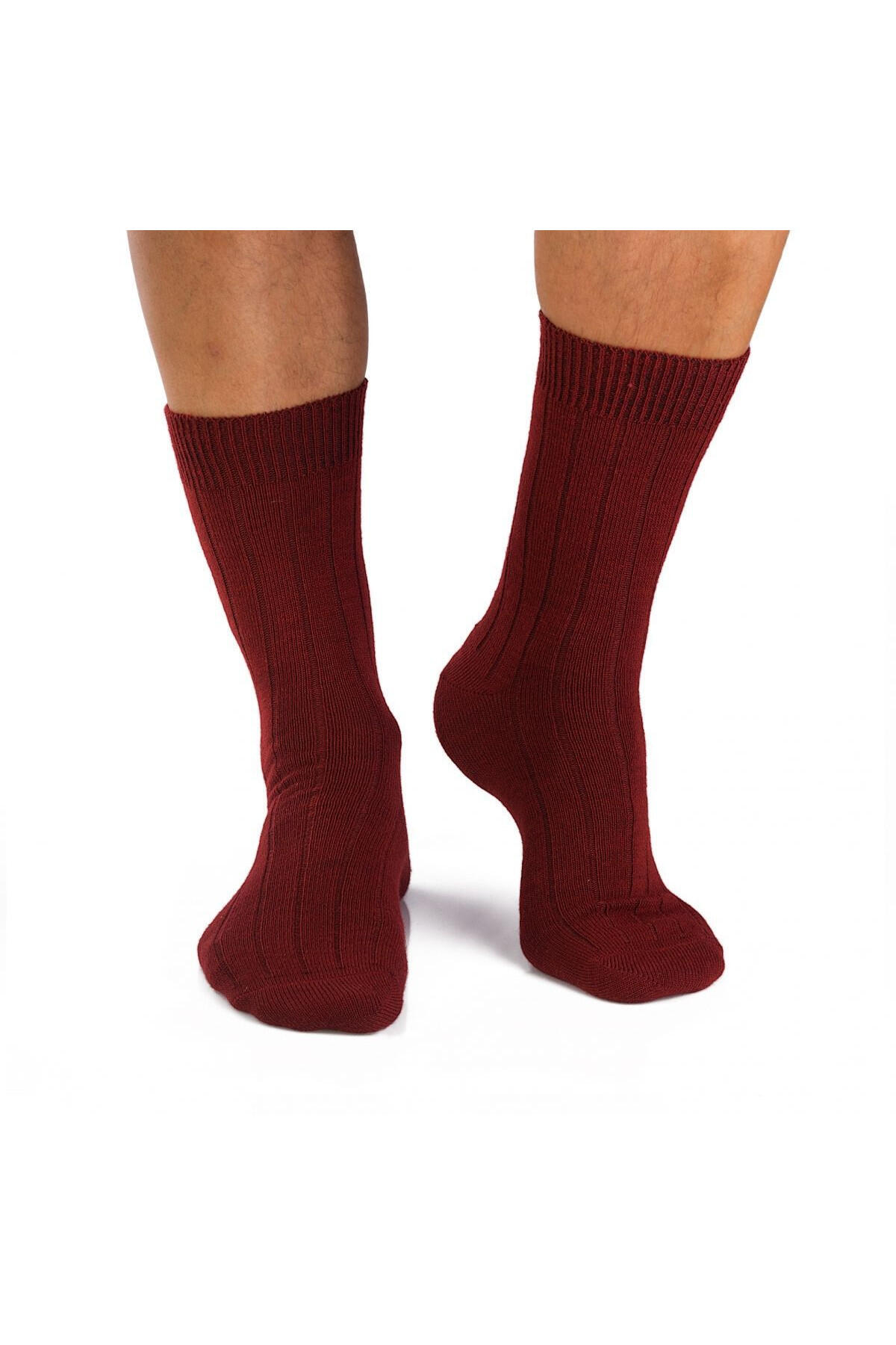 Sosete antibacteriene din lana merino Warm Ribs Bordeaux, 39-42 EU