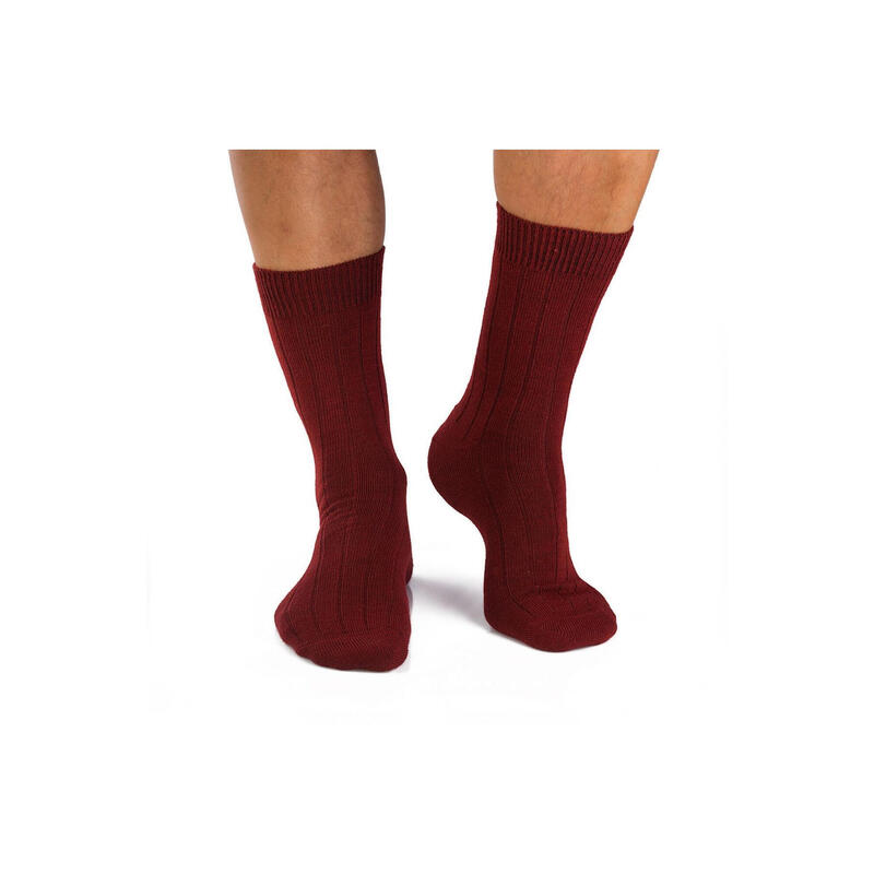 Sosete antibacteriene din lana merino Warm Ribs Bordeaux, 39-42 EU