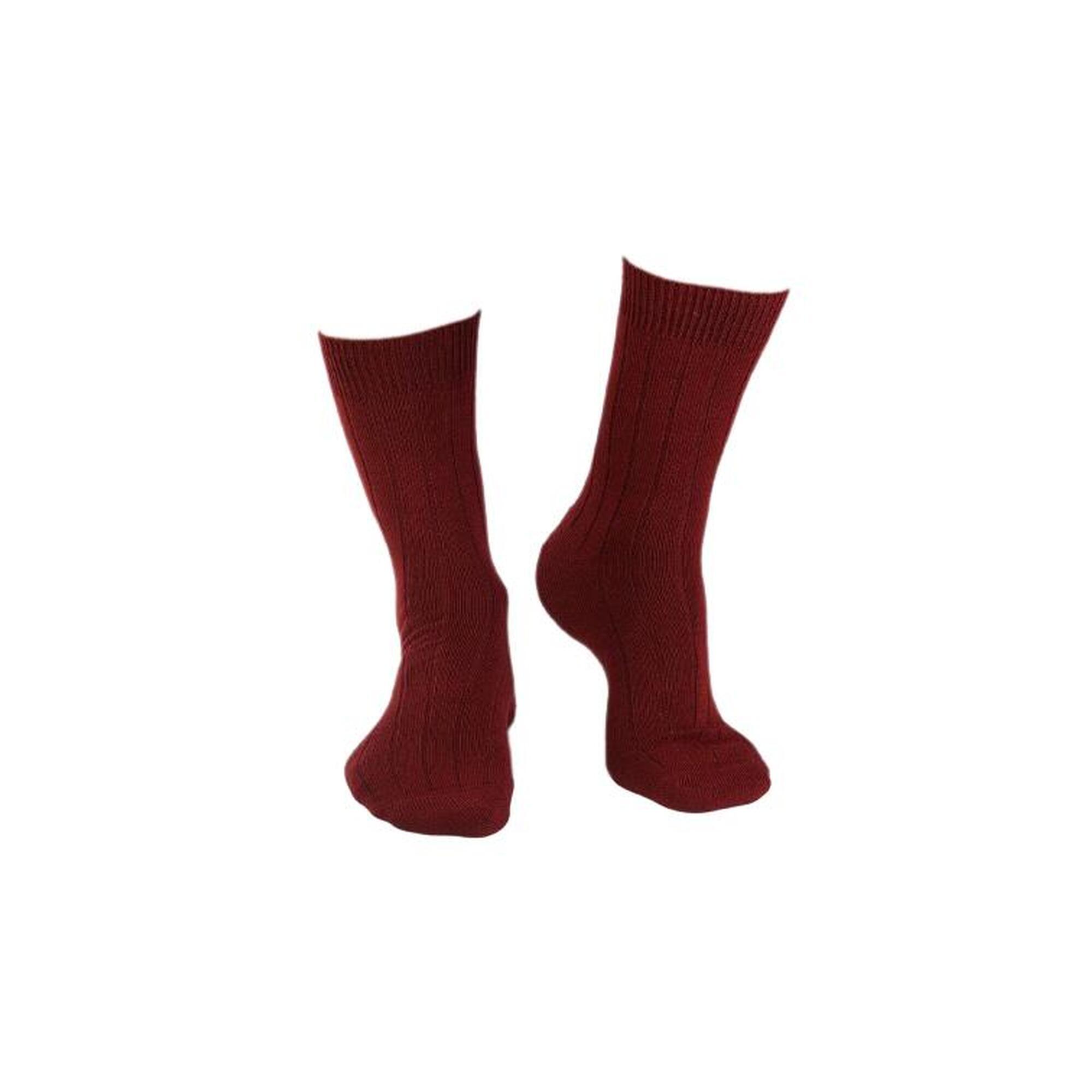 Sosete antibacteriene din lana merino Warm Ribs Bordeaux, 39-42 EU