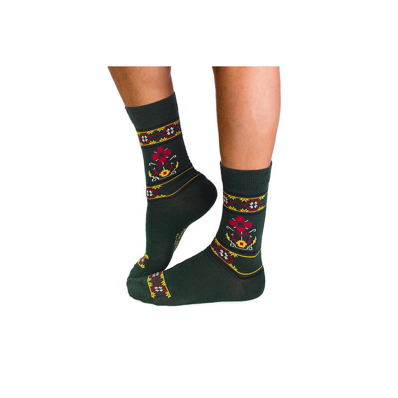 Sosete antibacteriene din lana merino Ethno Fine Dark Green, 43-46 EU