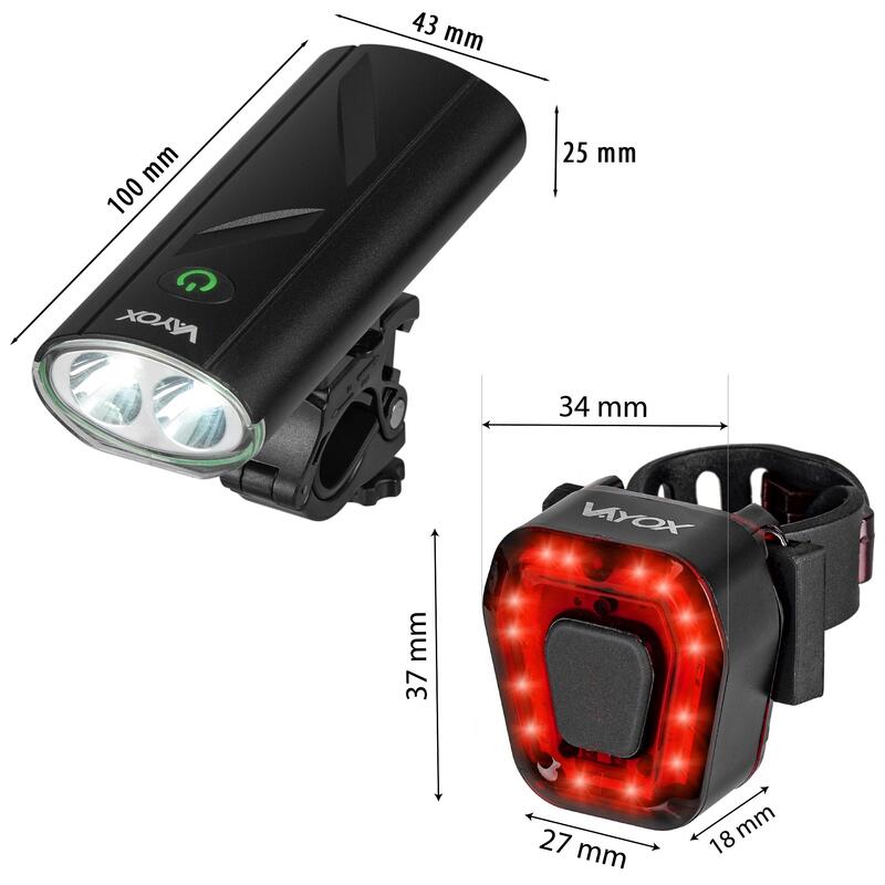 Set de lămpi pentru biciclete VAYOX VA0111 + VA0048 față și spate
